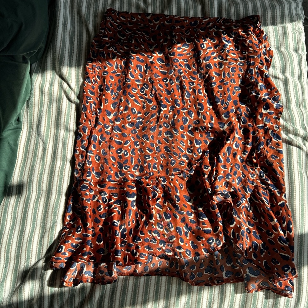 Eloquii rust and navy cheetah print skirt